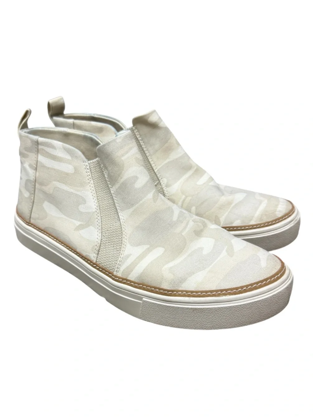 Toms Camo Slip On High Top Sneaker Booties Cream Beige